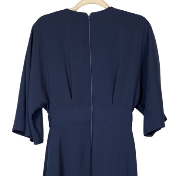 ASOS Design Plunge Neck Midi Dress Wedding Office Capsule Wardrobe Cottagecore - Picture 4 of 7